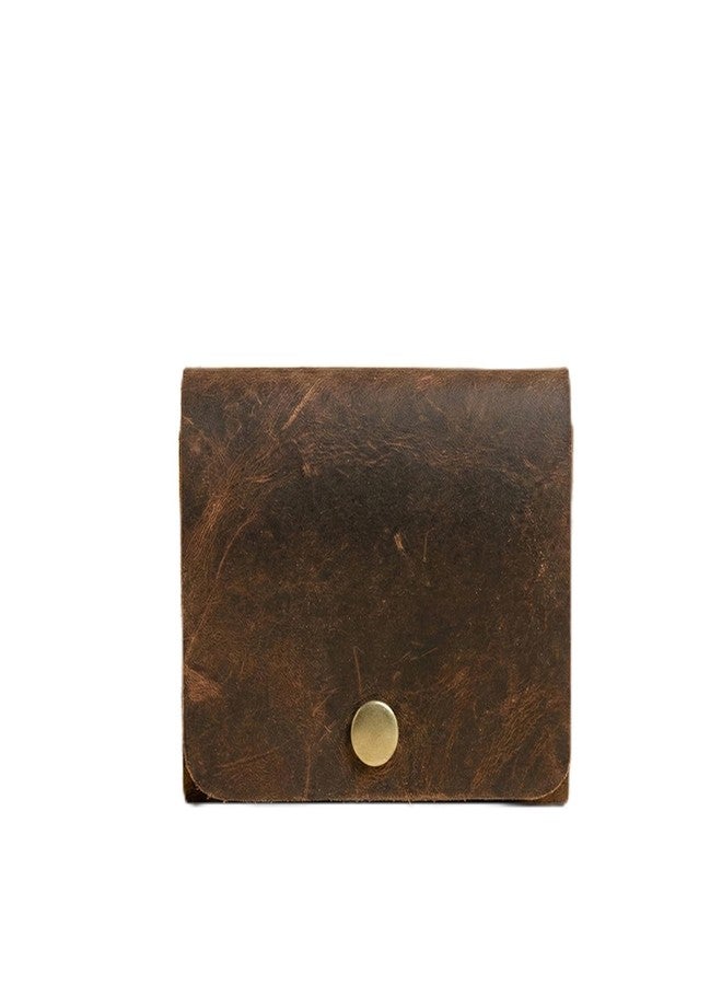 STRUTT Crushed Finish Genuine Leather Batua Wallet for Men & Women | Handcrafted Brown Leather Cash & Card Holder | Snap Button Closure | Compact Traditional Money Pouch - Image 1